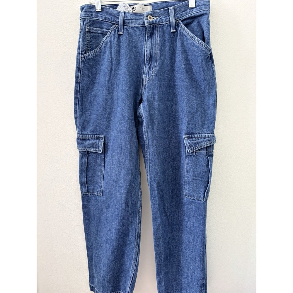 Levi's SilverTab '94 Baggy Cargo Jeans Womens Size 29 Blue Denim Utility Pants